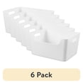 thumbnail image 1 of (6 pack) Mainstays X-Large Easy Access Bin, Versatile Open Plastic Storage Containers, Scoop Front, White, 1 of 8