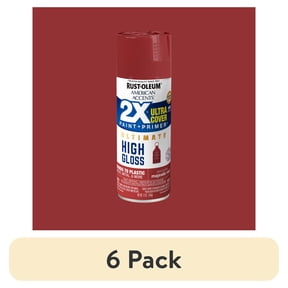 (6 pack) Majestic Red, Rust-Oleum American Accents 2X Ultra High Gloss Spray Paint-371767, 12 oz