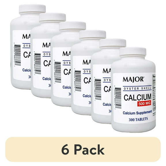 (6 pack) Major Oyster Shell Calcium 500 mg - Daily Calcium Supplement - 300 Tablets