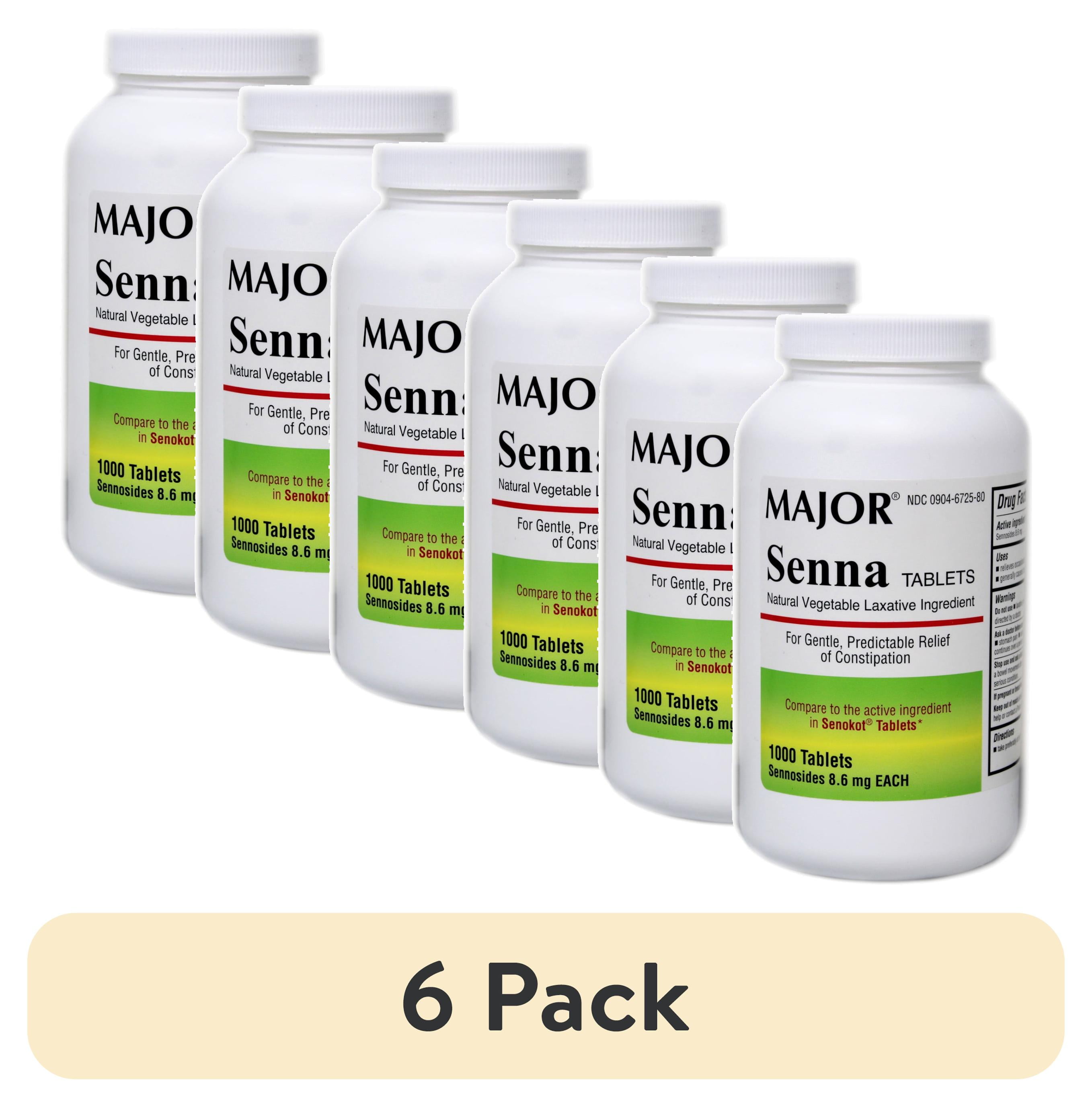 6 pack) Major Senna (Senokot) Laxative Tablets 8.6 mg. 1000/Btl