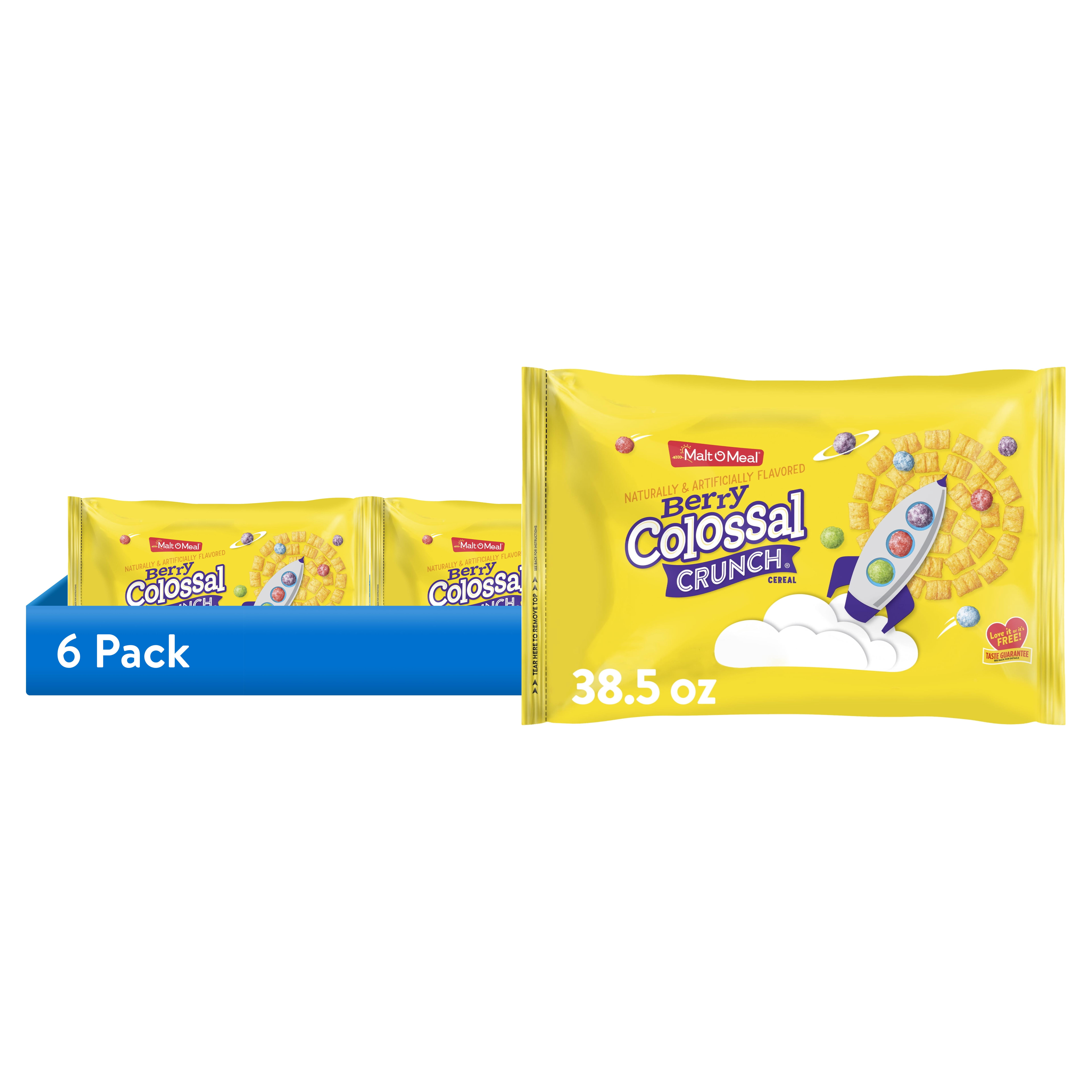 (6 pack) Malt-O-Meal Berry Colossal Crunch Breakfast Cereal, Corn & Oat Cereal, 38.5 oz Bag