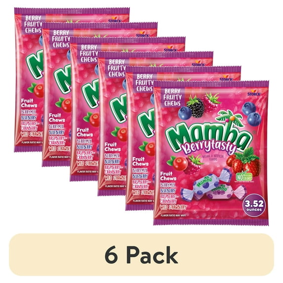 (6 pack) Mamba Berrytasty Fruit Chews Chewy Candy, 3.52 oz