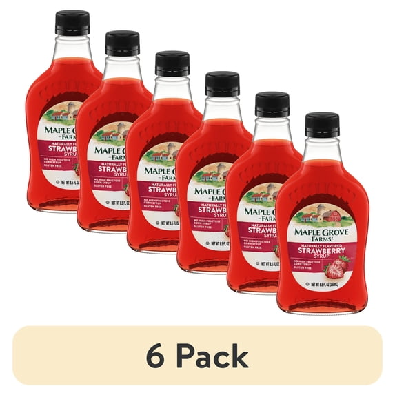 (6 pack) Maple Grove Farms Strawberry Flavored Syrup, Strawberry Syrup, Gluten-Free, 8.5 fl oz Bottle