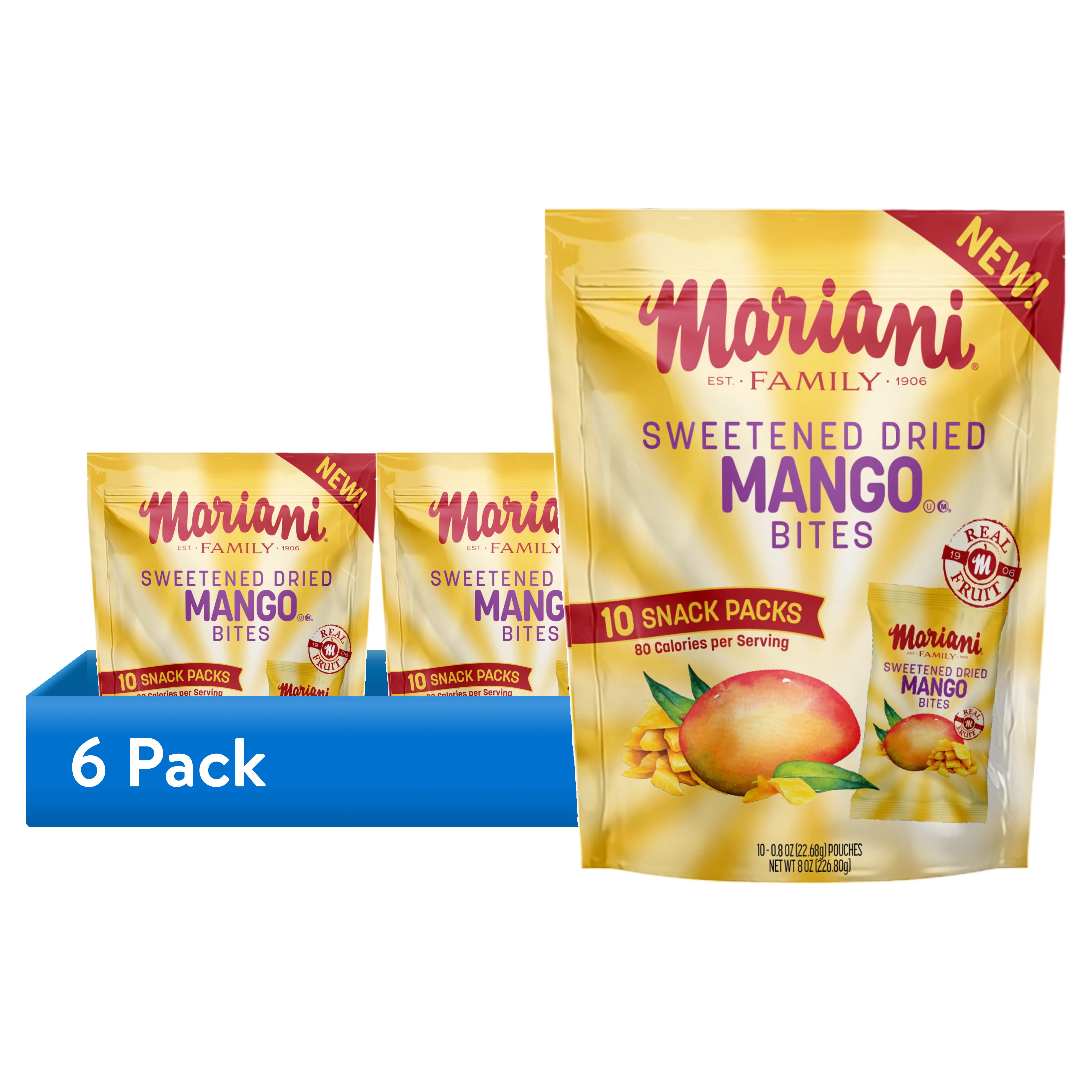 (6 pack) Mariani Sweetened Mango Bites – Dried Fruit Snack Packs