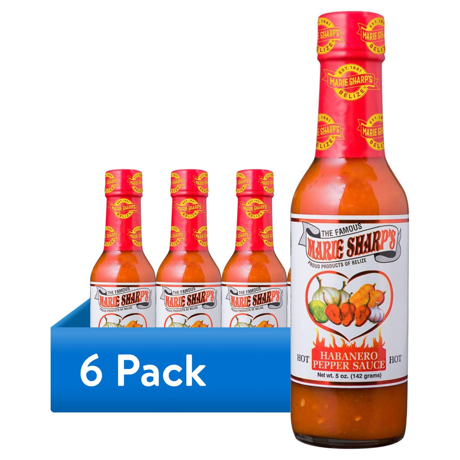 (6 pack) Marie Sharp's Original Hot Habanero Pepper Sauce, 5 oz