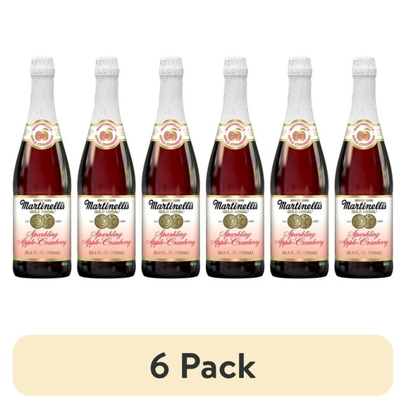 (6 pack) Martinelli's Sparkling Apple-Cranberry, 25.4 fl oz Glass Bottle