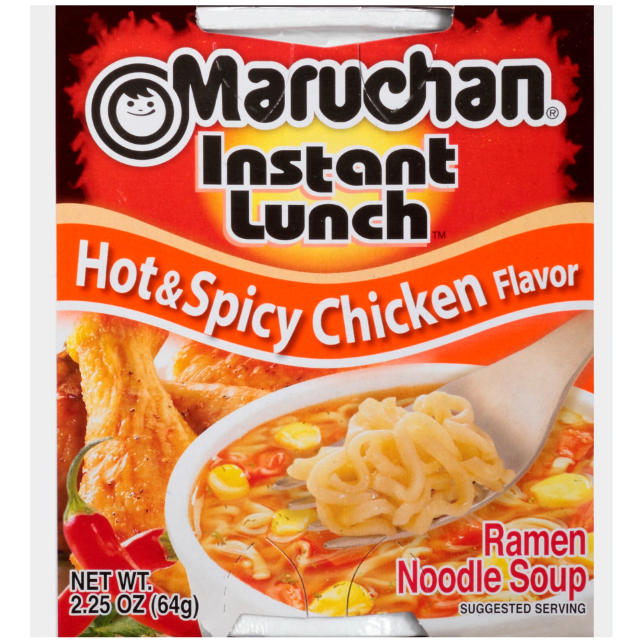 (6 pack) Maruchan Instant Lunch Ramen Noodles, Hot & Spicy Chicken Flavor, Shelf Stable, 2.25 oz Cup