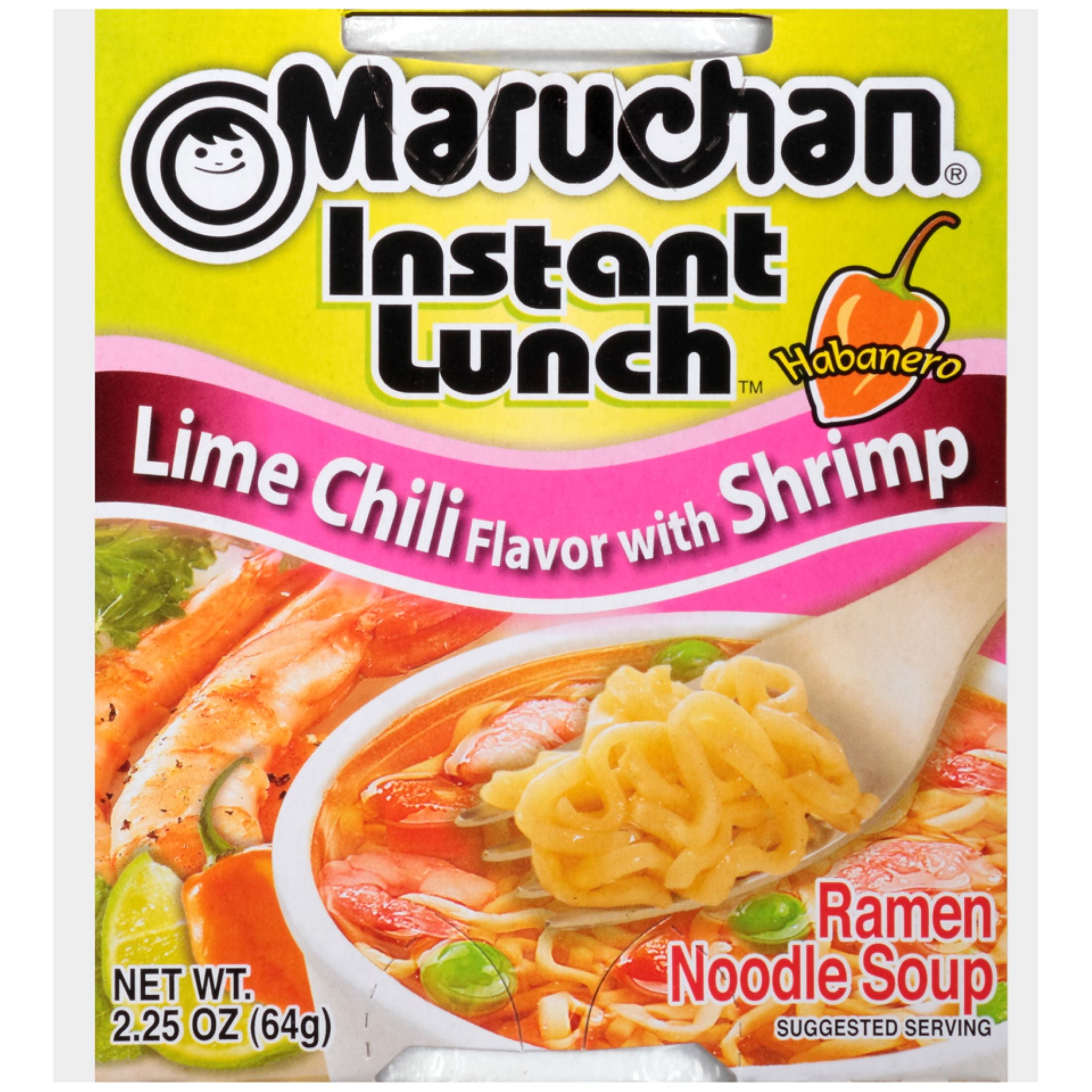 (6 pack) Maruchan Instant Lunch Ramen Noodles, Lime Chili Flavor with Shrimp, Shelf Stable, 2.25 oz Cup
