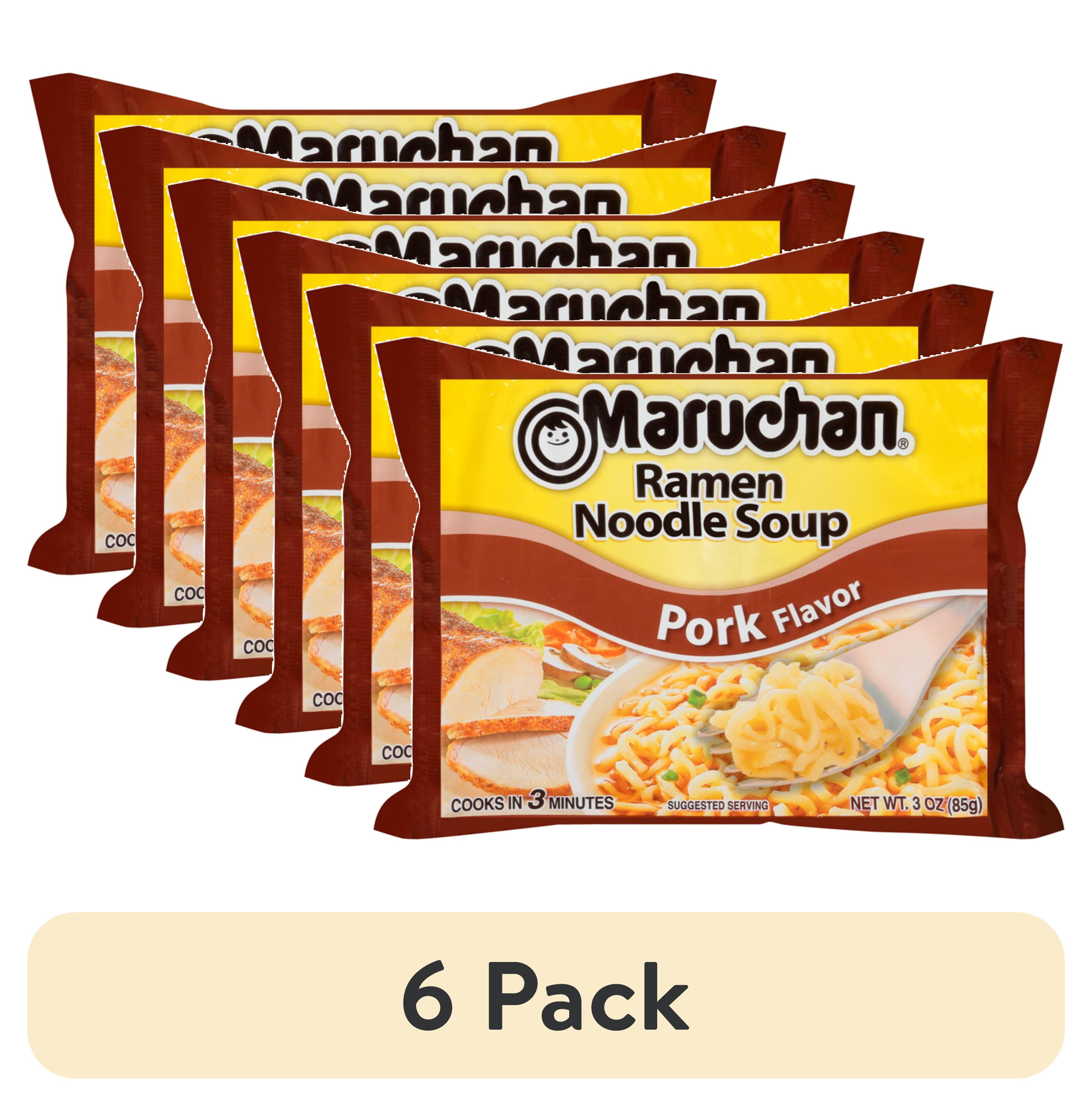 (6 pack) Maruchan Ramen Noodle Soup, Pork Flavor Instant Noodles, Shelf Stable, 3 oz Package