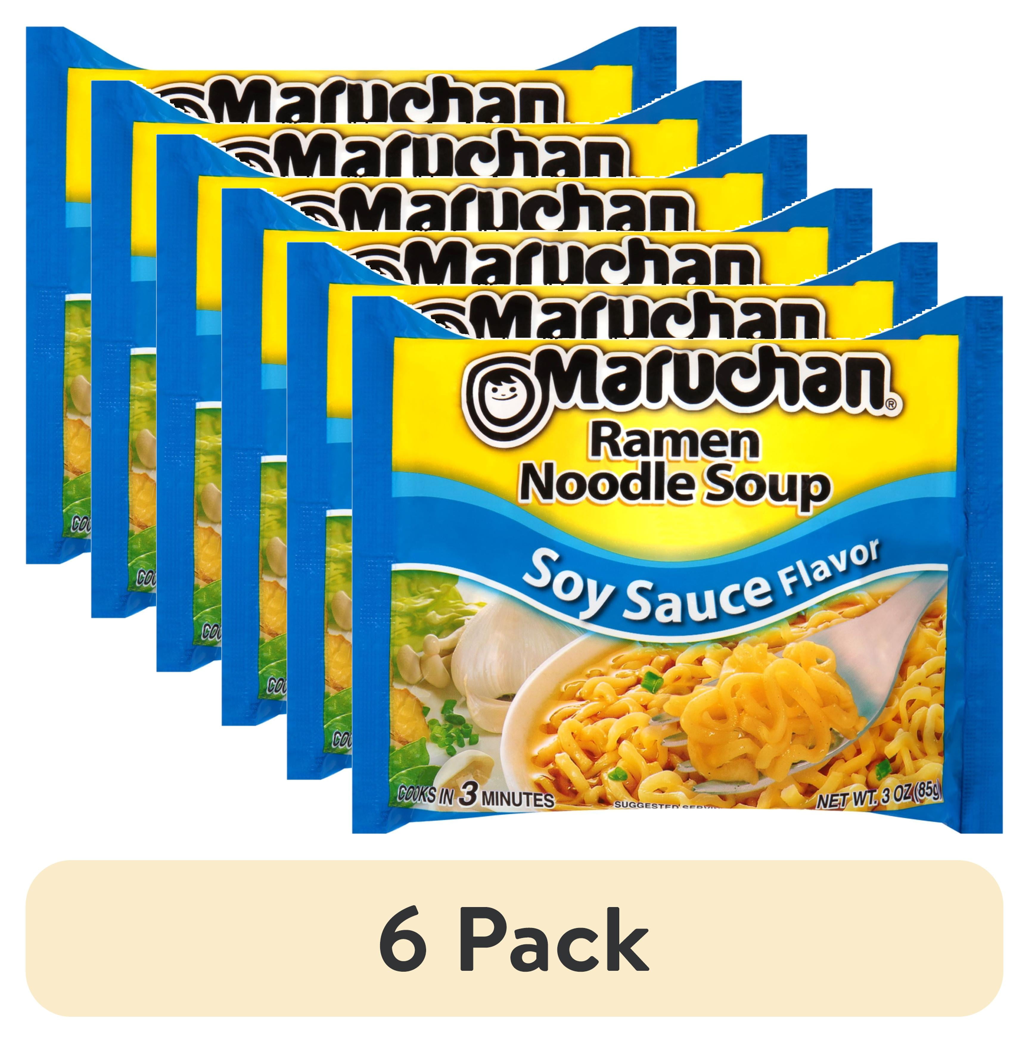 (6 pack) Maruchan Ramen Noodle Soup, Soy Sauce Flavor Instant Noodles, Shelf Stable, 3 oz Package