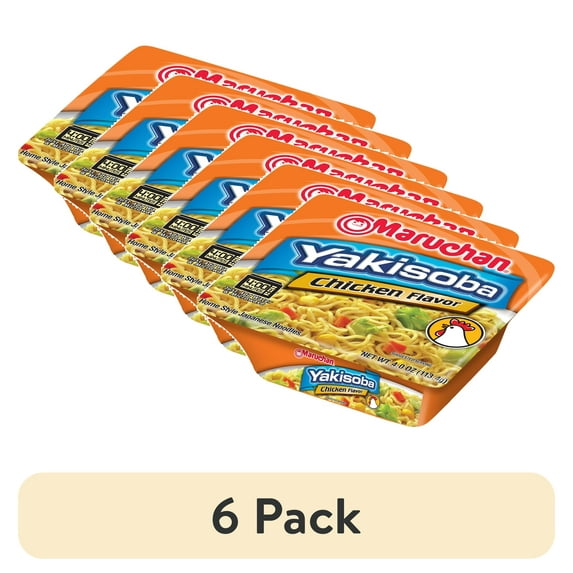 (6 pack) Maruchan Yakisoba Chicken Flavor Noodles, 4 oz Shelf Stable Package