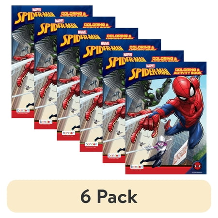(6 pack) Marvel Spiderman 48 Page Coloring & Activity Book, by Bendon, paperback