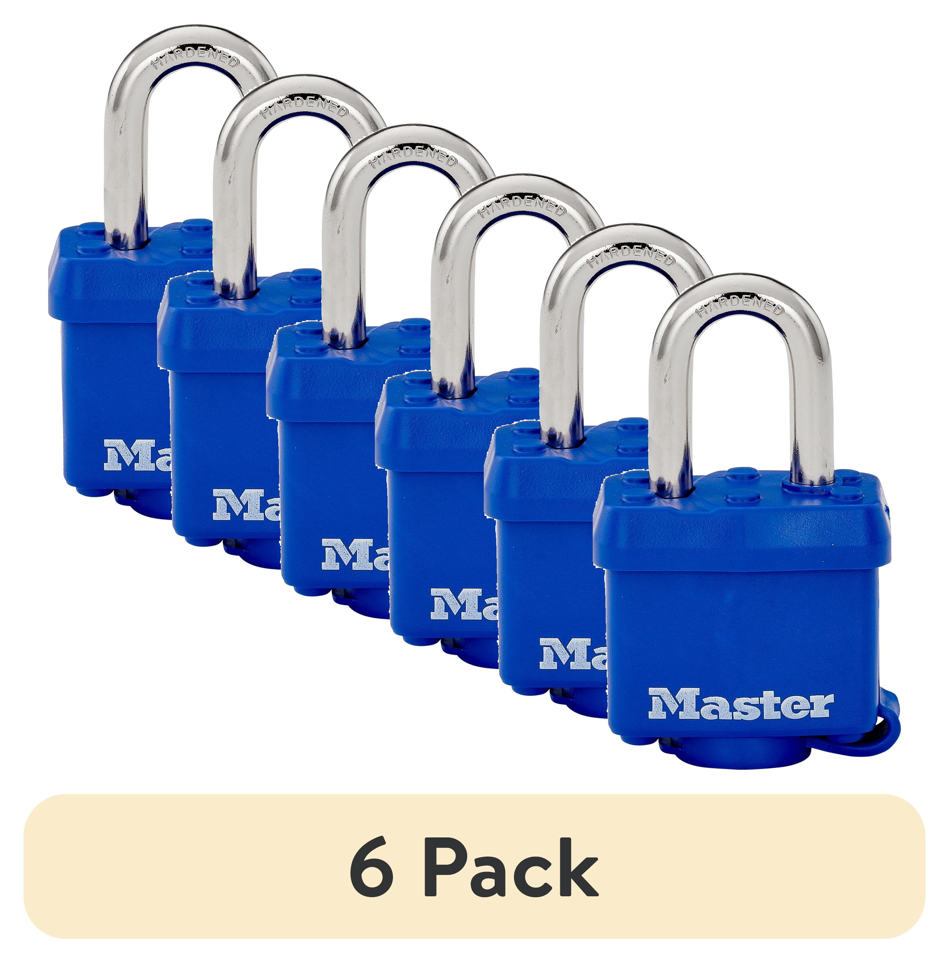 (6 pack) Master Lock 312D Laminated Steel Padlock with Blue Weather Resistant Shell