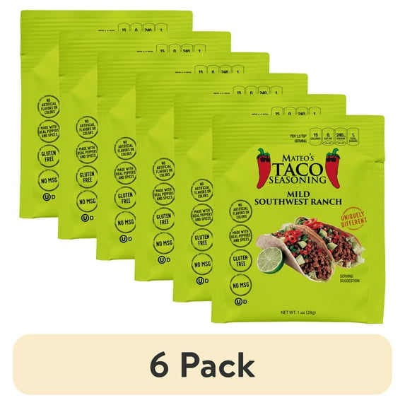 (6 pack) Mateo's Taco Seasoning Mild Southwestern Ranch
