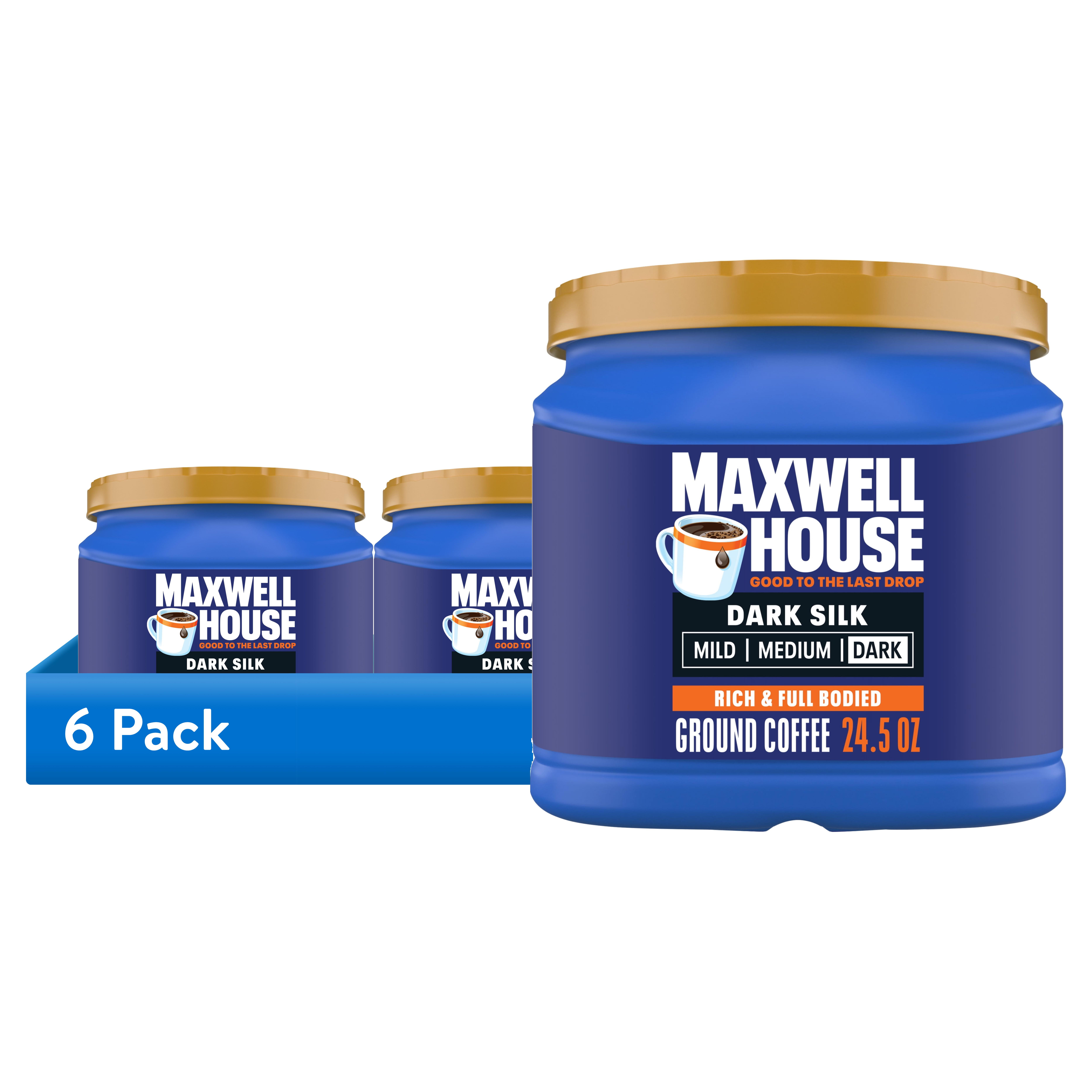 6 pack) Maxwell House Dark Silk Dark Roast Ground Coffee, 24.5 oz