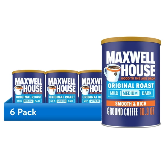 (6 pack) Maxwell House Original Roast Ground Coffee, 10.3 oz Canister, Medium