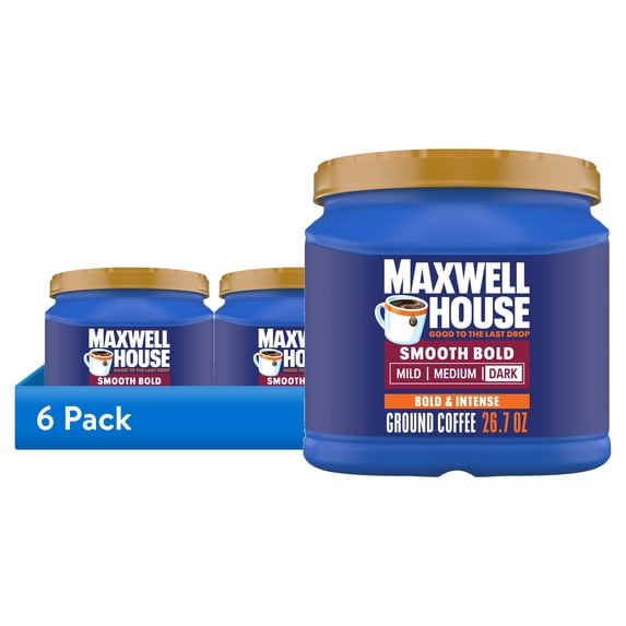 (6 pack) Maxwell House Smooth Bold Ground Coffee, 26.7 oz. Canister