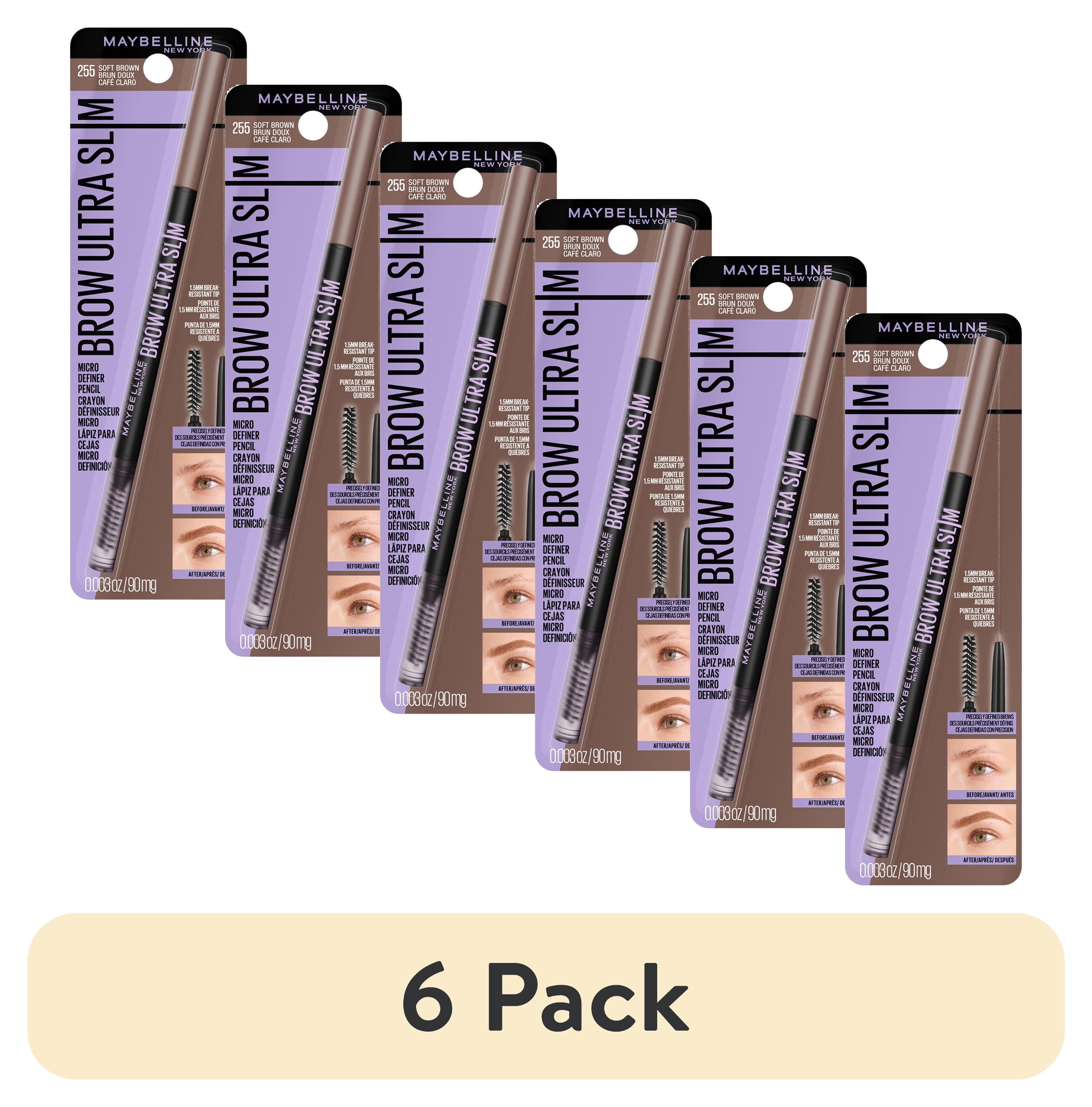 (6 pack) Maybelline Express Brow Ultra Slim Pencil Eyebrow Makeup, Soft Brown
