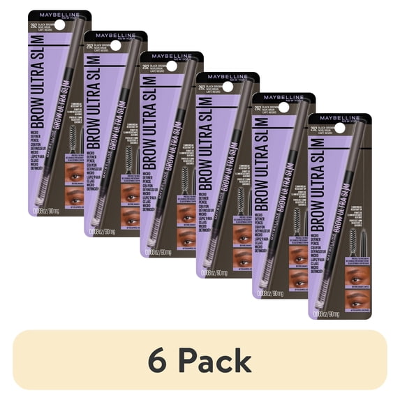 (6 pack) Maybelline Express Brow Ultra Slim Pencil Eyebrow Makeup, Black Brown
