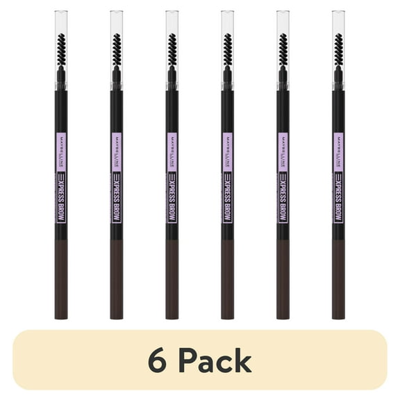 (6 pack) Maybelline Express Brow Ultra Slim Pencil Eyebrow Makeup, Black Brown