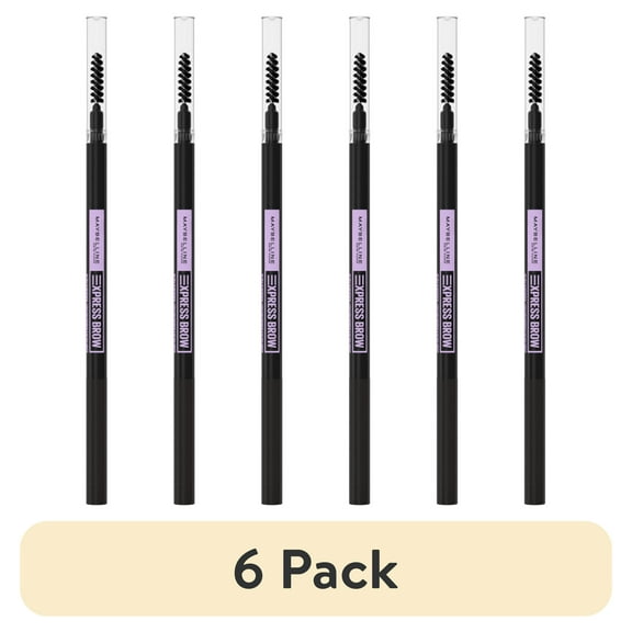 (6 pack) Maybelline Express Brow Ultra Slim Pencil Eyebrow Makeup, Black