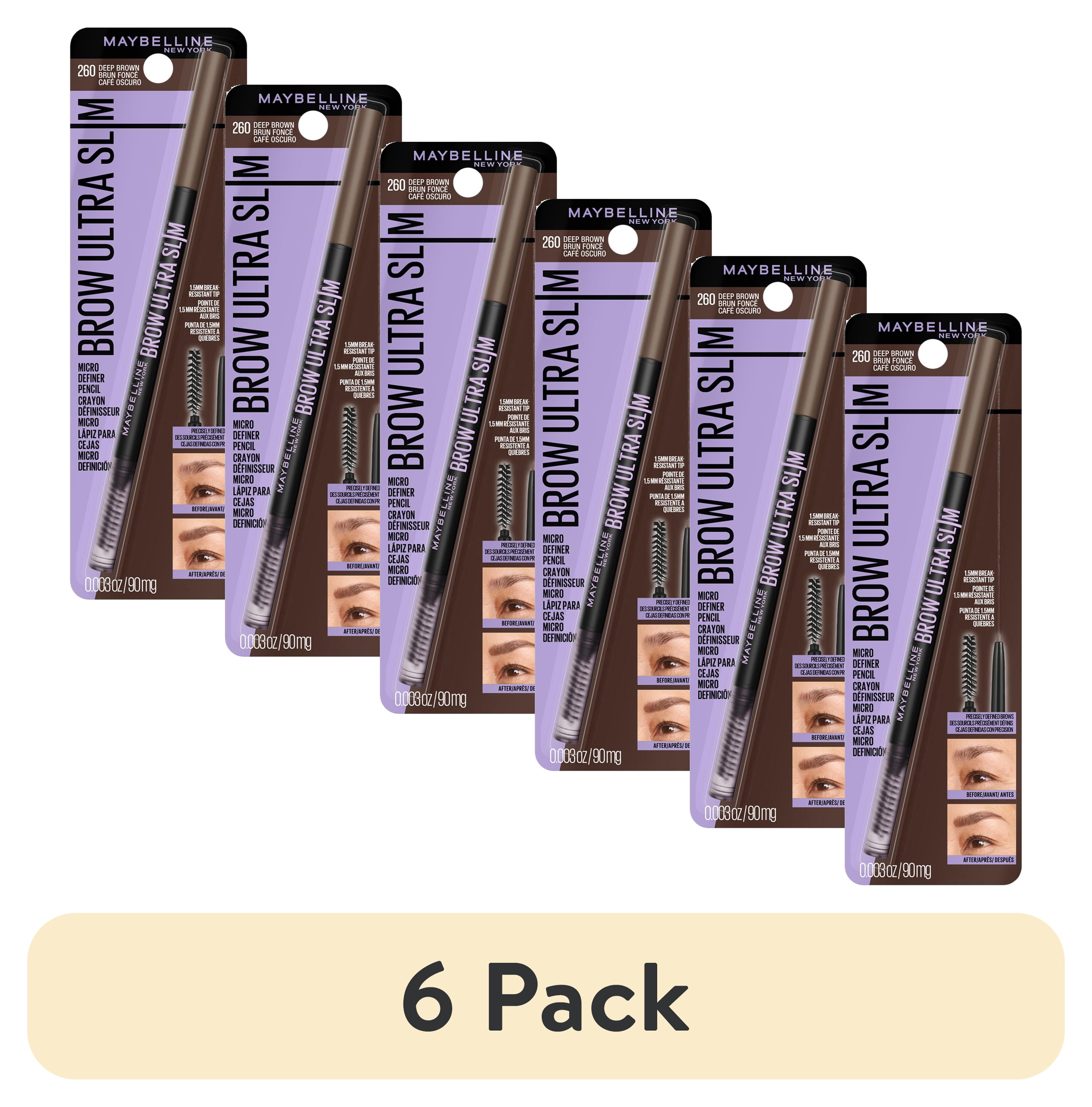 (6 pack) Maybelline Express Brow Ultra Slim Pencil Eyebrow Makeup, Deep Brown