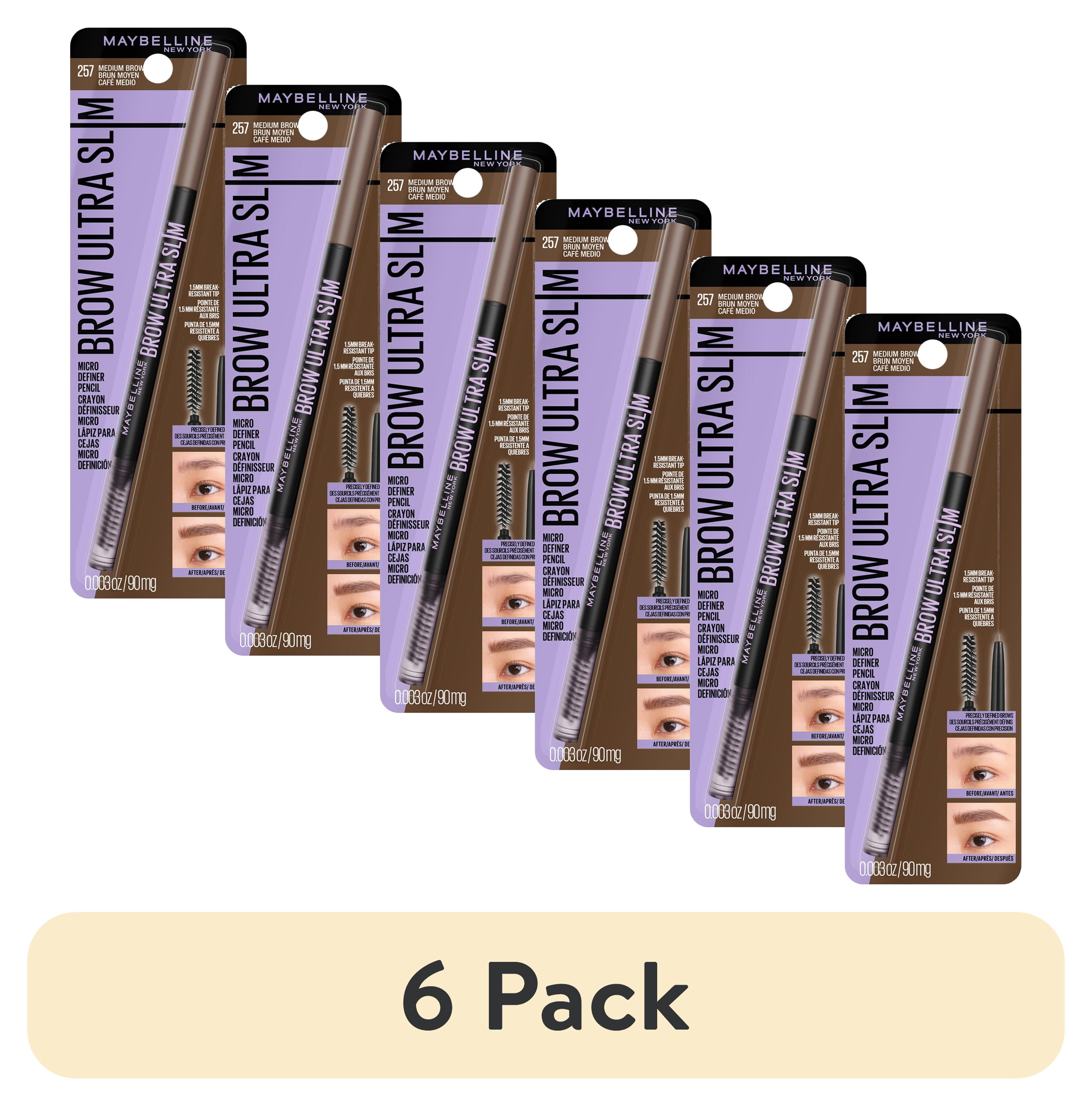 (6 pack) Maybelline Express Brow Ultra Slim Pencil Eyebrow Makeup, Medium Brown