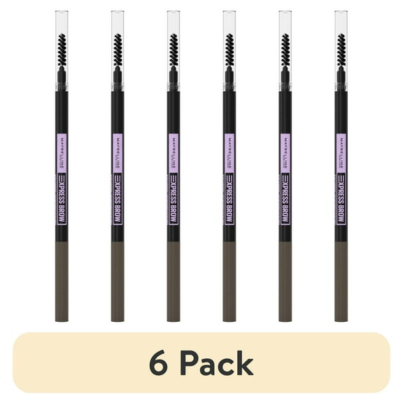 (6 pack) Maybelline Express Brow Ultra Slim Pencil Eyebrow Makeup, Medium Brown