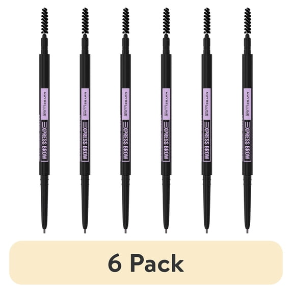 (6 pack) Maybelline Express Brow Ultra Slim Pencil Eyebrow Makeup, Precision Tip, Ash Brown, 0.003 fl oz