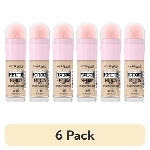 (6 pack) Maybelline Instant Age Rewind Instant Perfector Glow Makeup, Light, 0.68 fl oz
