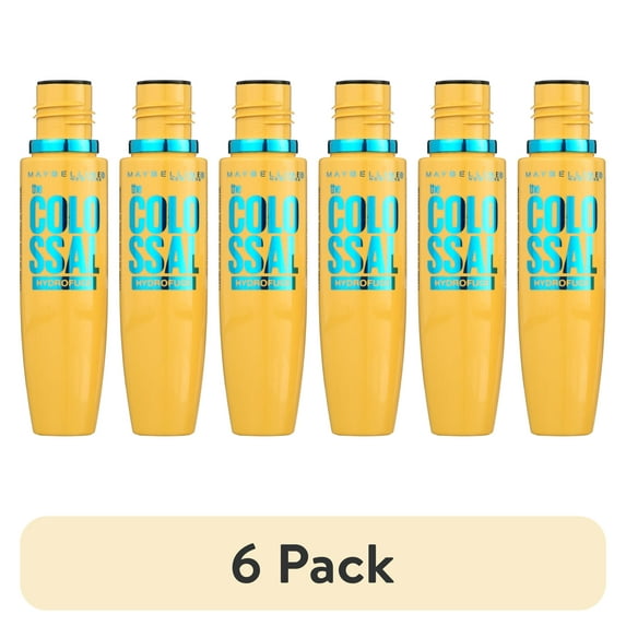 (6 pack) Maybelline New York Volum' Express the Colossal Waterproof Mascara, Glam Black, 0.27 fl oz