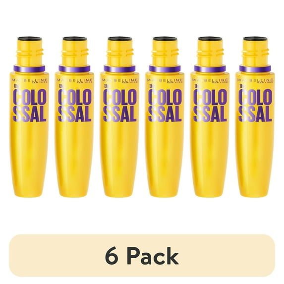 (6 pack) Maybelline Volum' Express The Colossal Washable Mascara, Volumizing, Glam Black, 1 Ea