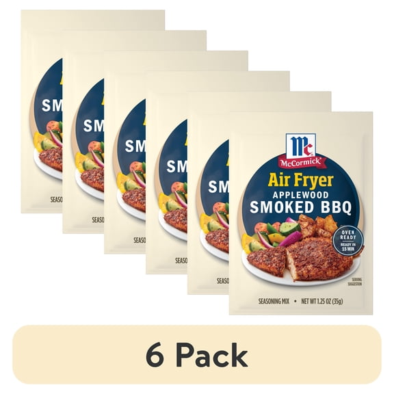 (6 pack) McCormick Air Fryer Applewood Smoked BBQ Seasoning Mix, 1.25 oz Packet