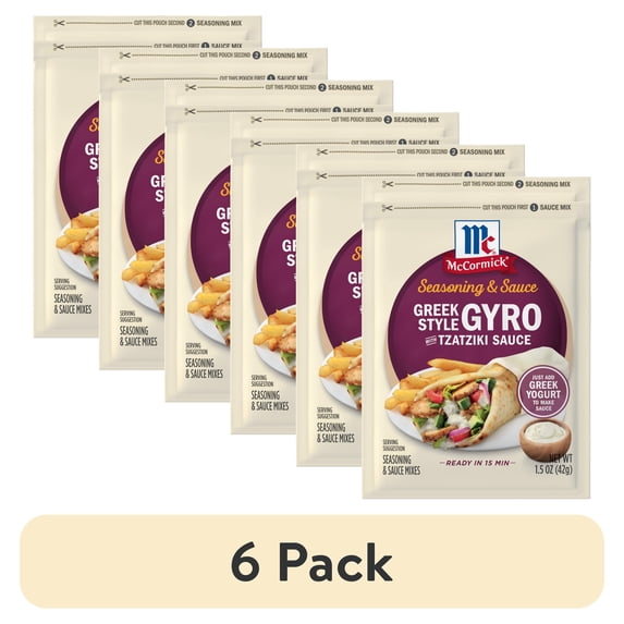 (6 pack) McCormick Greek Style Gyro Seasoning & Sauce Duo, 1.5 oz Packet