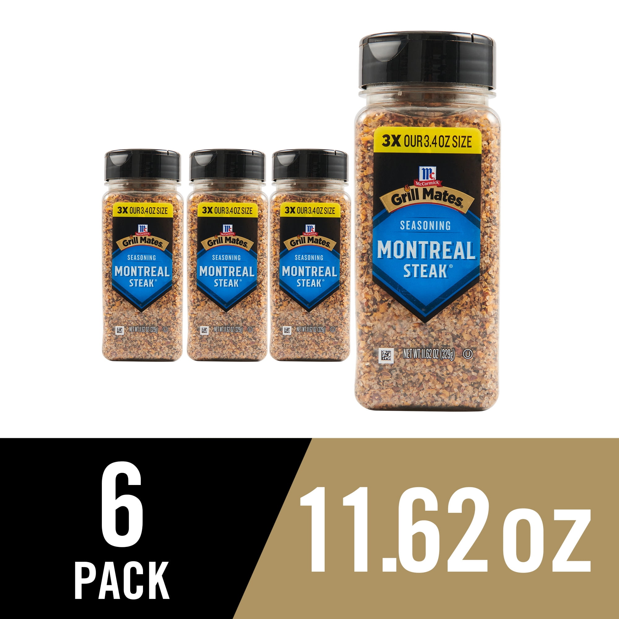 (6 pack) McCormick GRILL MATES Gluten Free Montreal Steak Seasoning, 11.62 oz Bottle