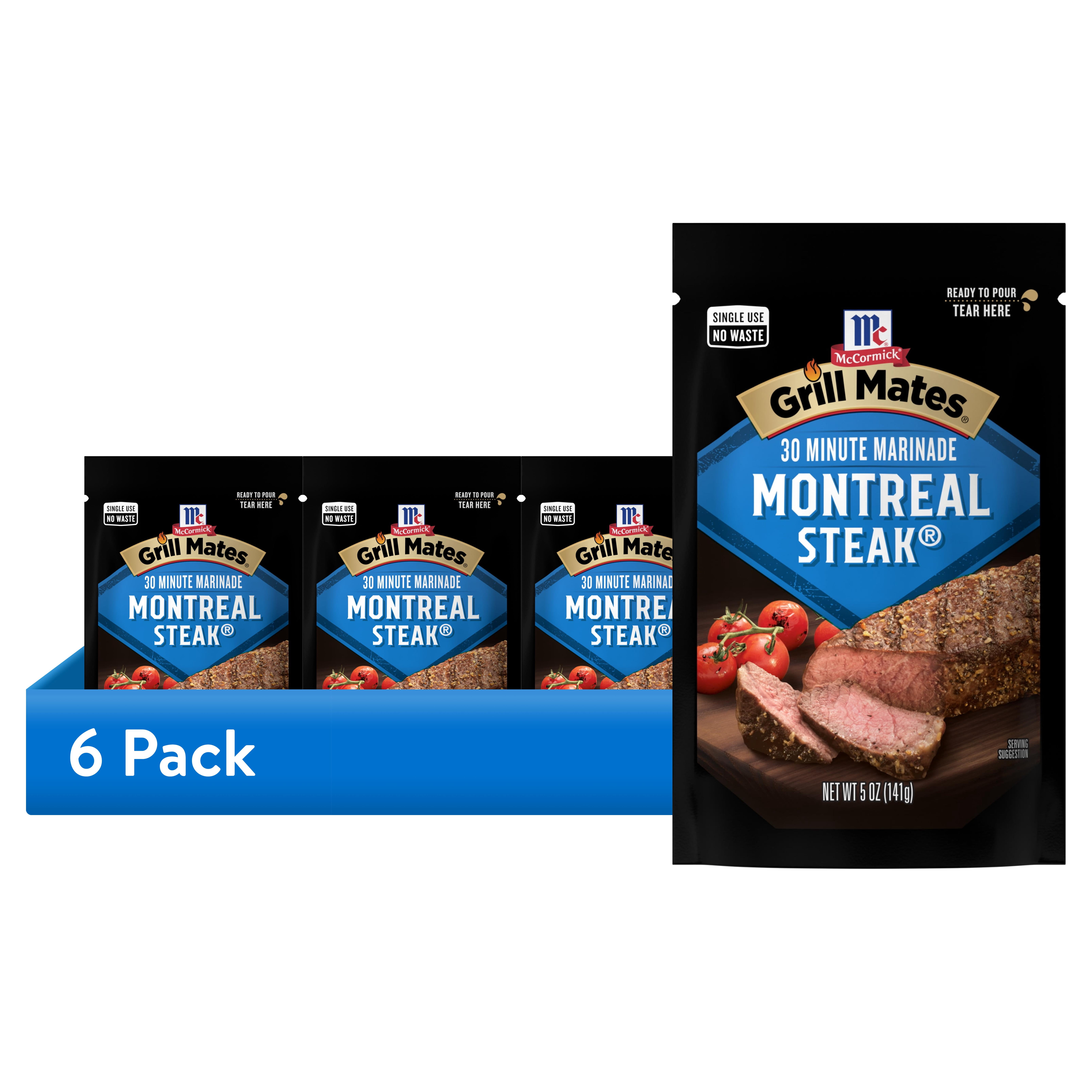 (6 pack) Grill Mates Montreal Steak Single Use Marinade, 5.0 oz Pouch
