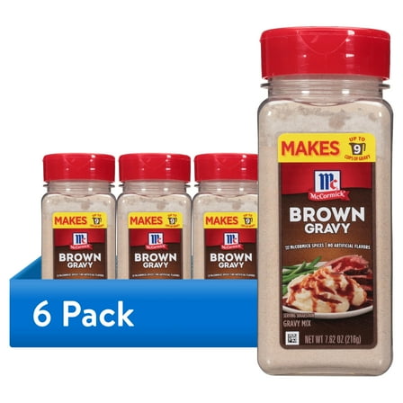 (6 pack) McCormick No Artificial Flavors Brown Gravy Seasoning Mix, 7.62 oz Bottle