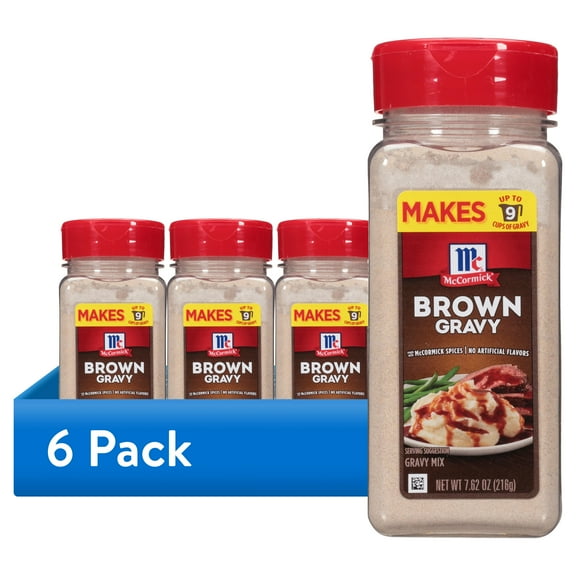 (6 pack) McCormick No Artificial Flavors Brown Gravy Seasoning Mix, 7.62 oz Bottle