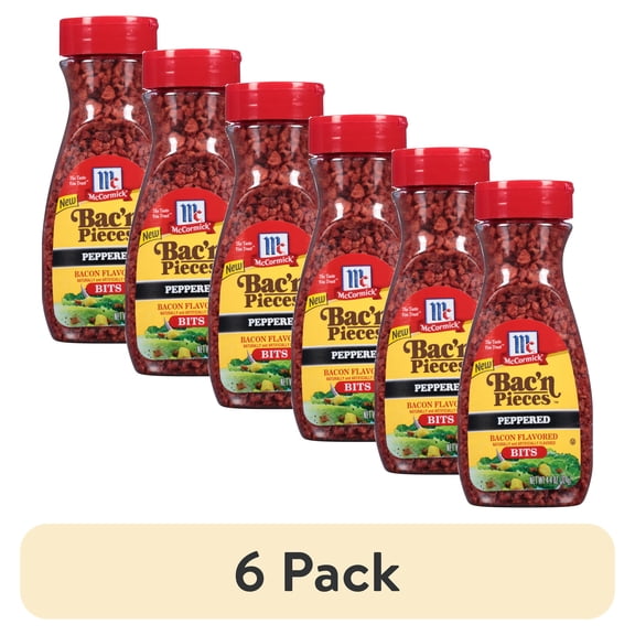 (6 pack) McCormick Kosher Imitation Applewood Smoked Bacon Bits, 4.4 oz Bottle
