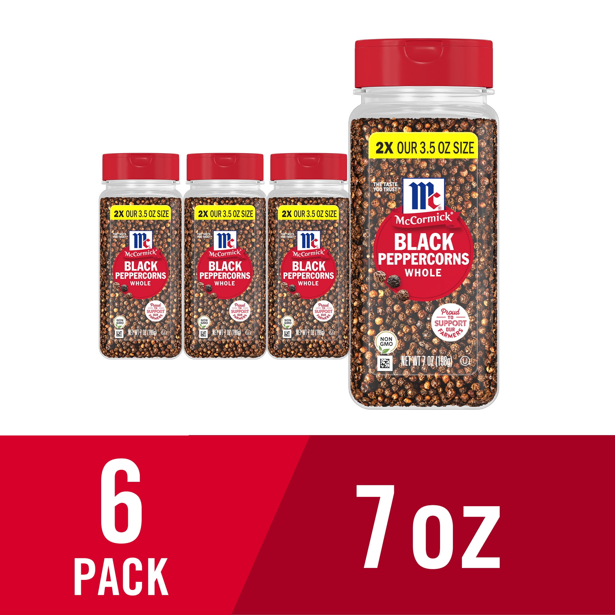 (6 pack) McCormick Pepper Black Whole, 7.0 oz Bottle