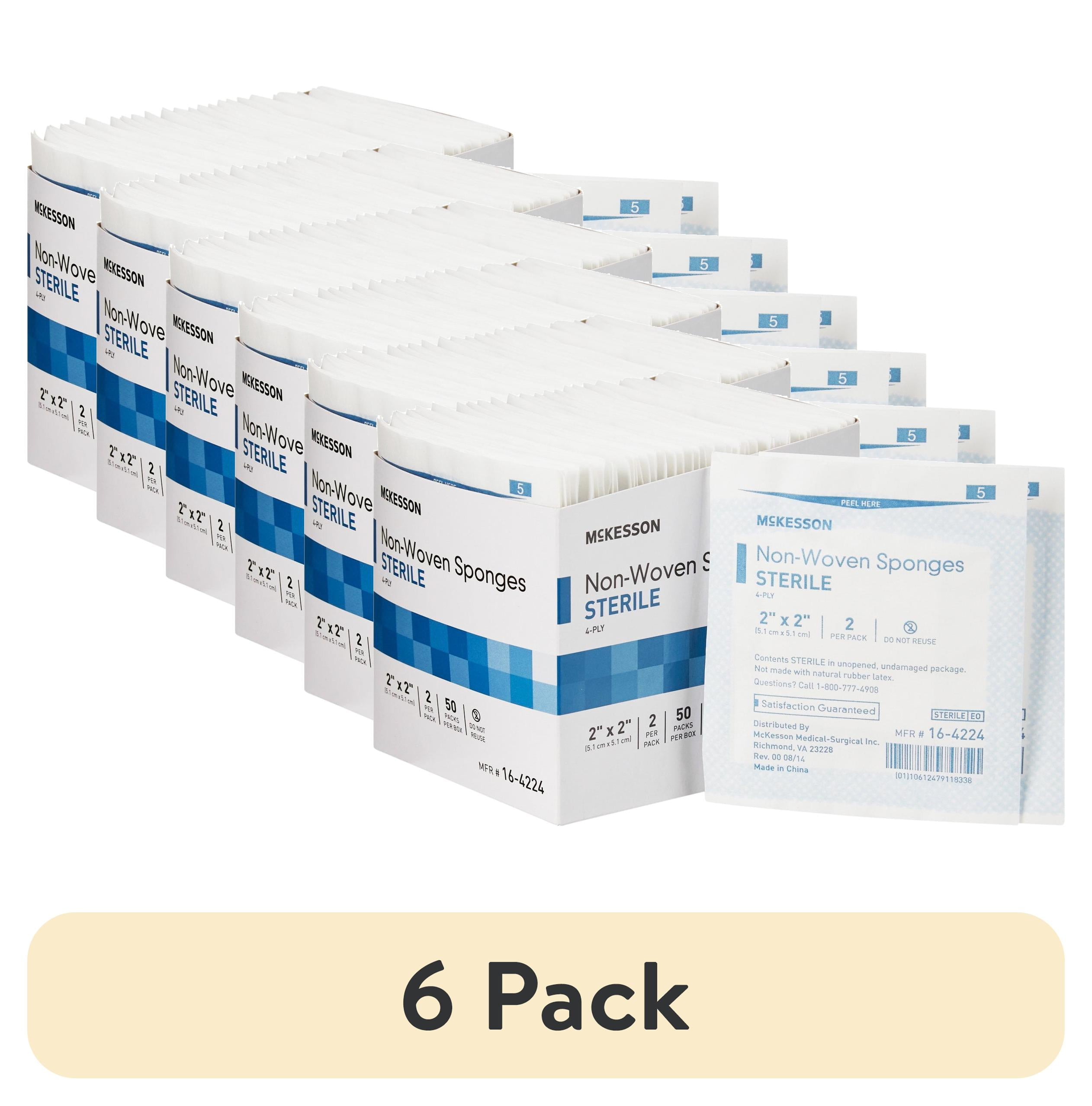(6 pack) McKesson Non-Woven Gauze Sponges, Sterile Absorbent Wound Pad - 2 in x 2 in, 2 per Pack, 50 Packs, 100 Total