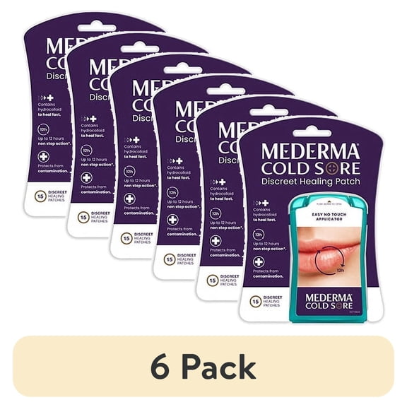 (6 pack) Mederma Cold Sore Discreet Healing Patch, 12 Hour Protection, 15 Count