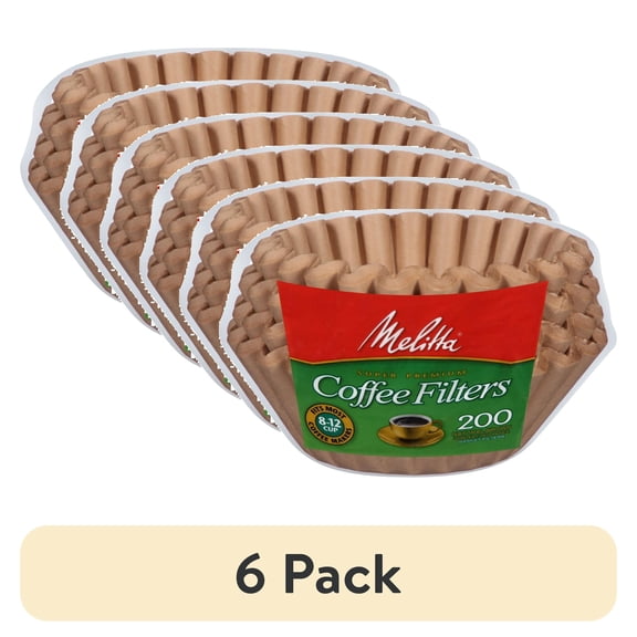 (6 pack) Melitta 8-12 Cup Brown Basket Coffee Filters, 200 Count