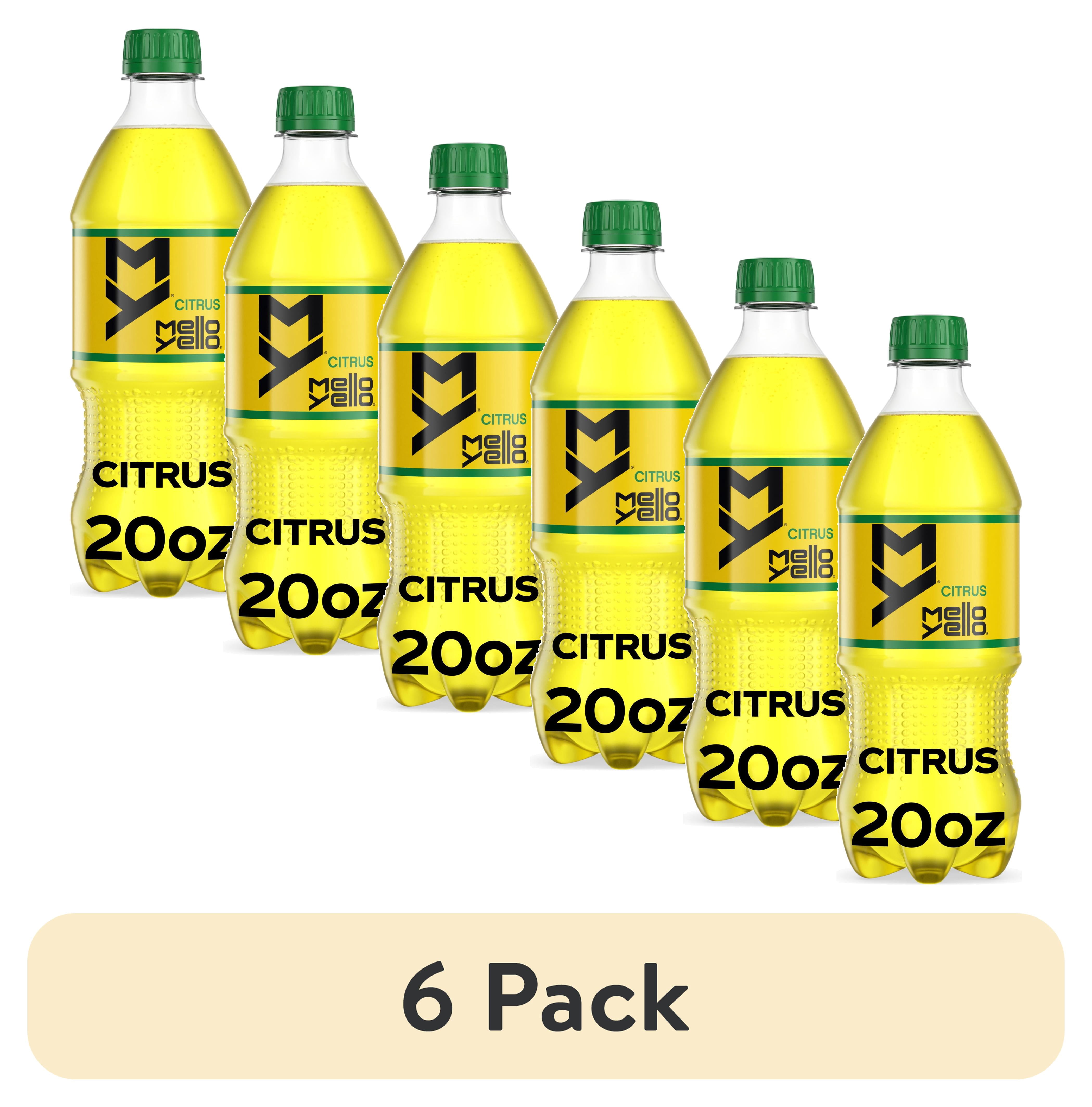 (6 pack) Mello Yello Citrus Soda Pop Bottle, 20 fl oz