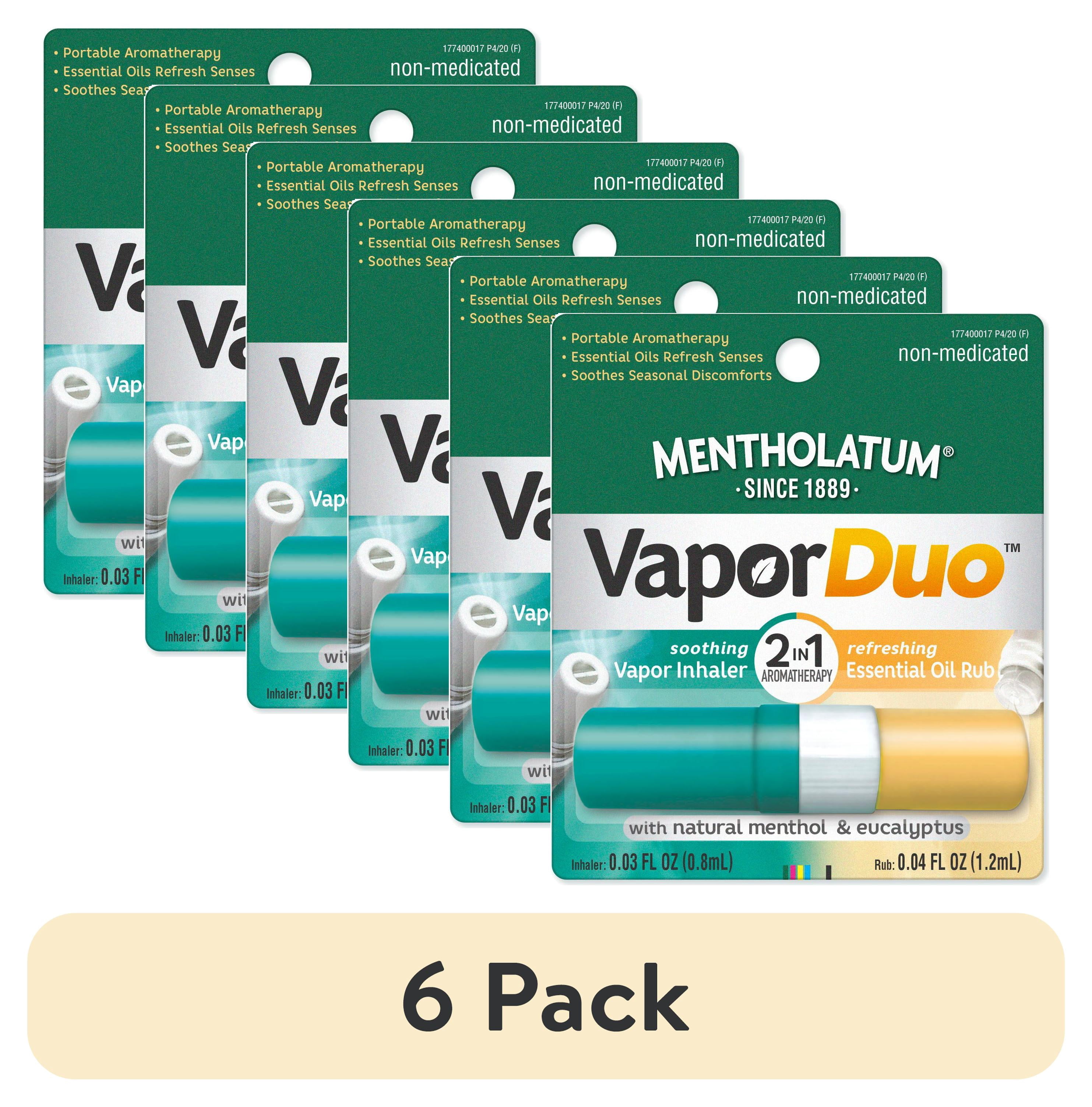 (6 pack) Mentholatum VaporDuo 2-in-1 Vapor Inhaler & Essential Oil Rub Aromatherapy