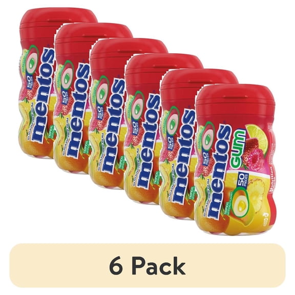 (6 pack) Mentos Red Fruit Tropical Gum, 3.5 oz