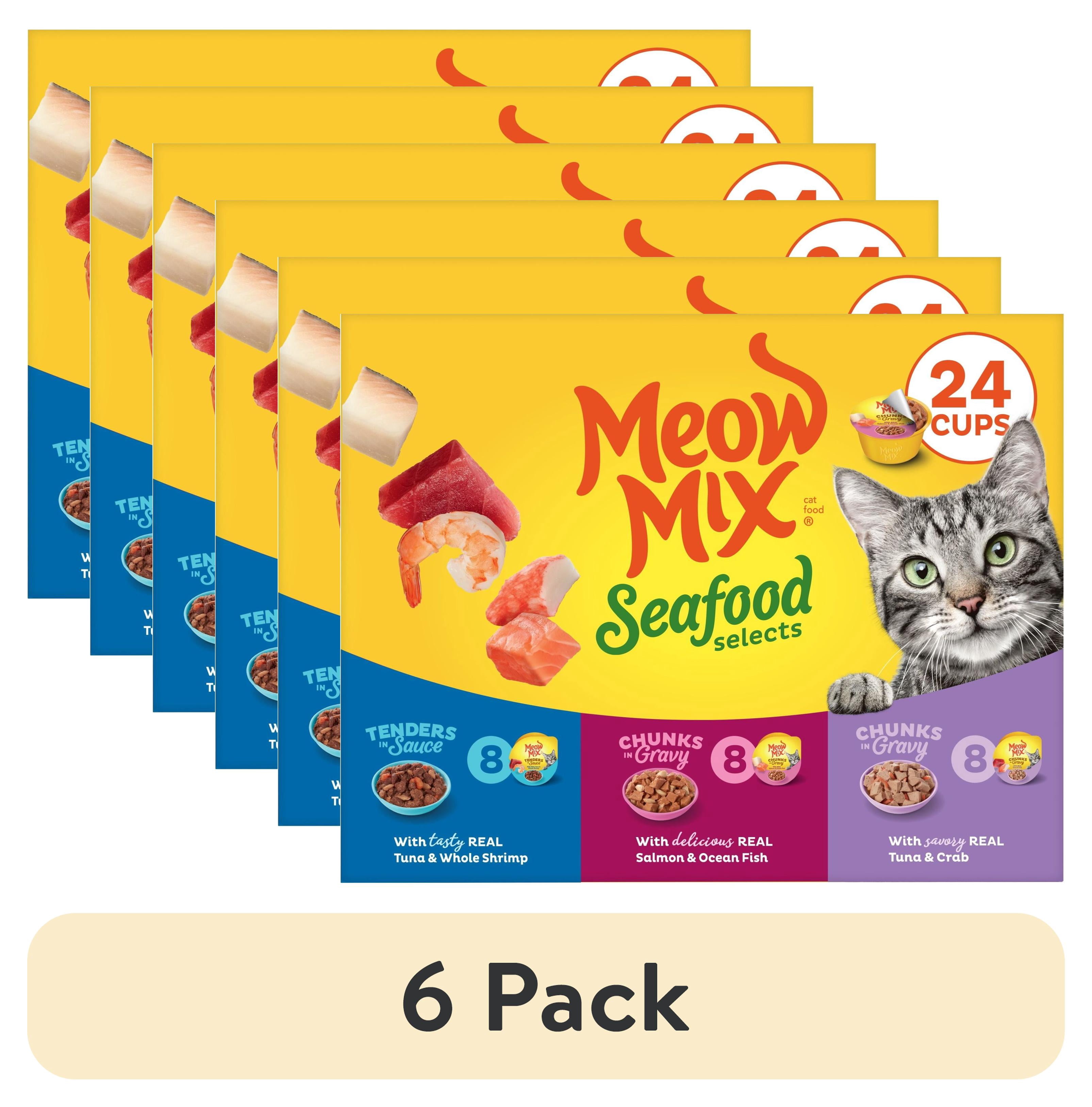 (6 pack) Meow Mix Seafood Selections Variety Pack, Wet Cat Food, 2.75 oz Cup (24 Pack)