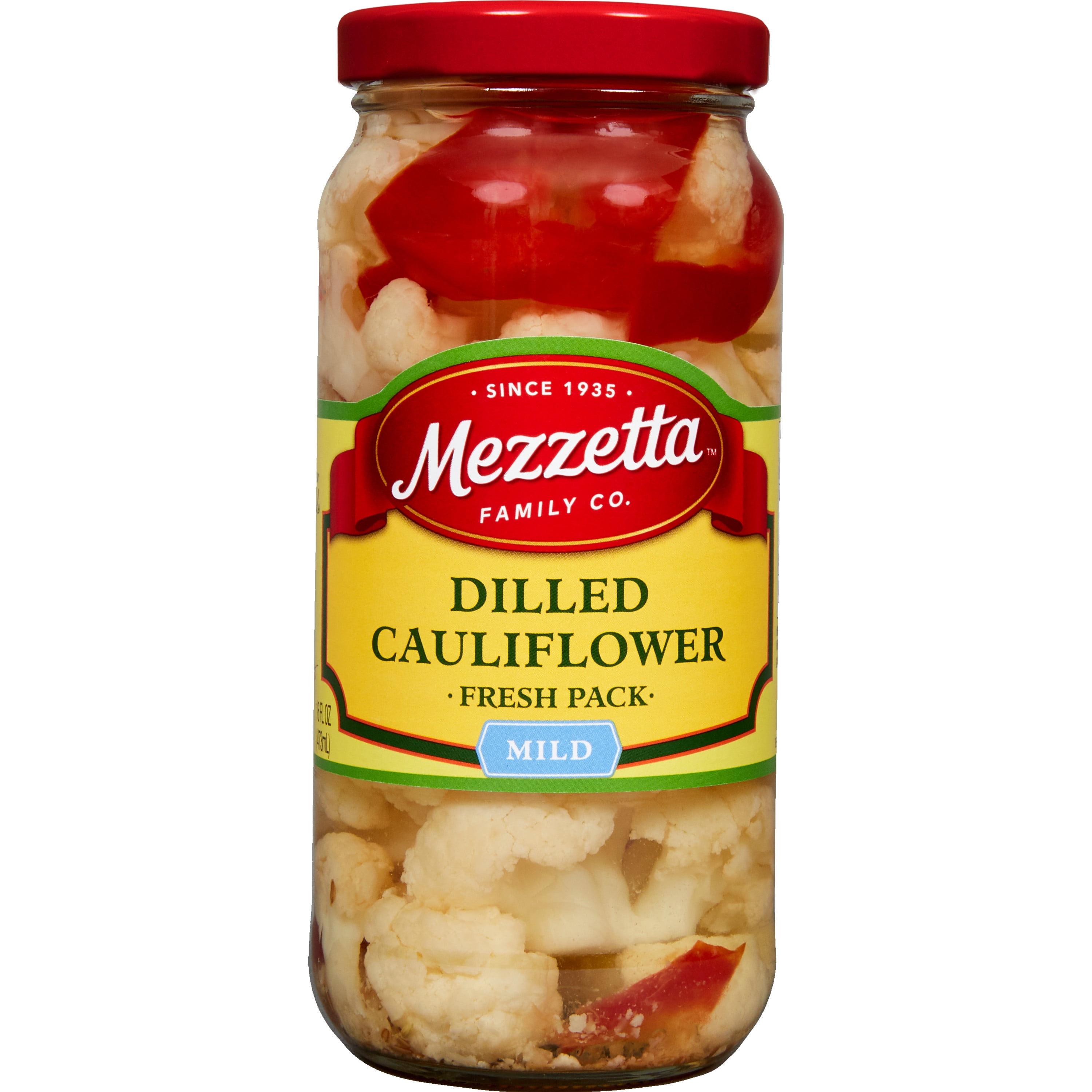 (6 pack) Mezzetta Dilled Cauliflower Fresh Pack Mild, 16 fl oz Jar