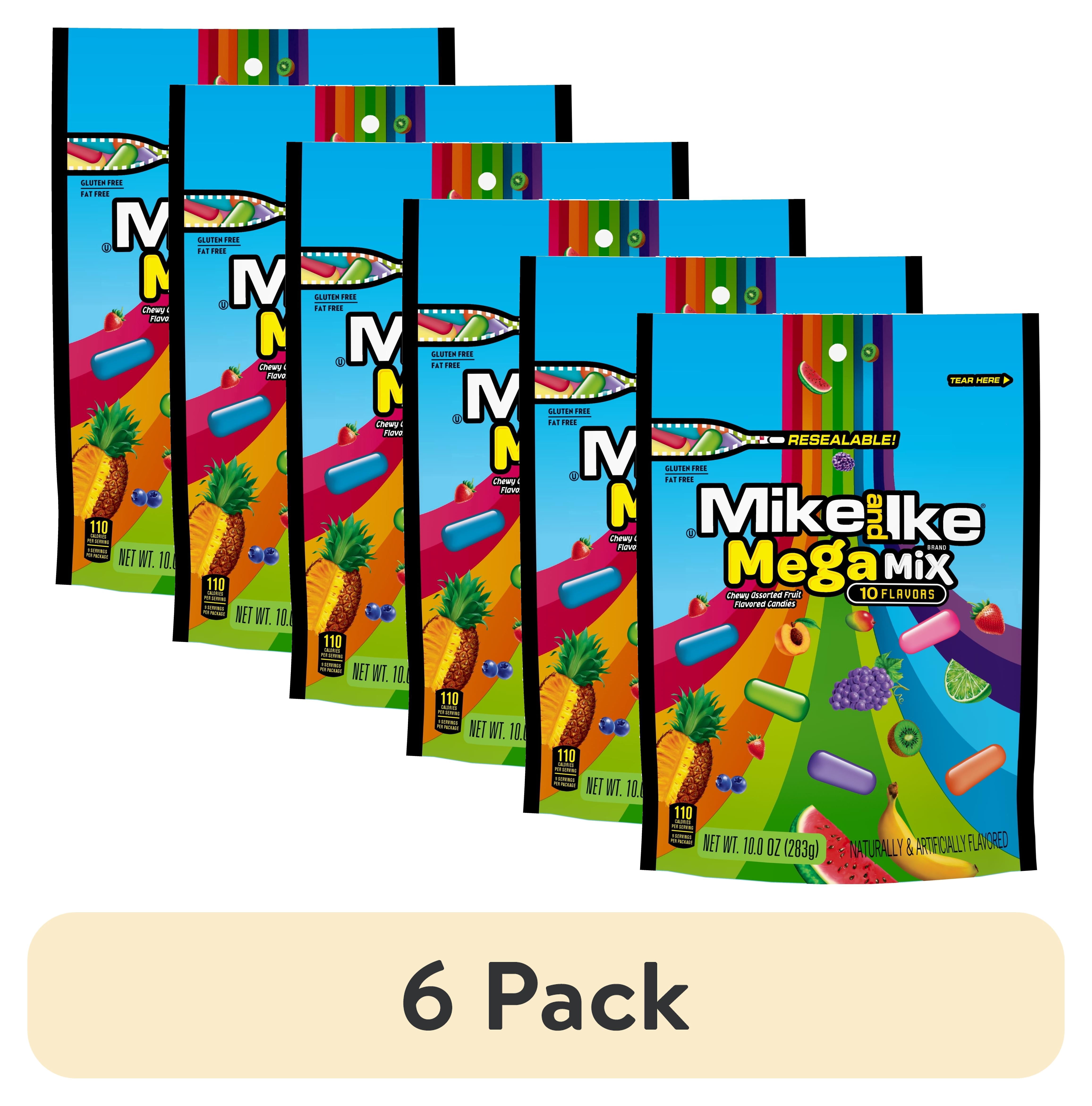 (6 pack) Mike and Ike Mega Mix Chewy Candy, 10 ounce Stand Up Bag, 1 count