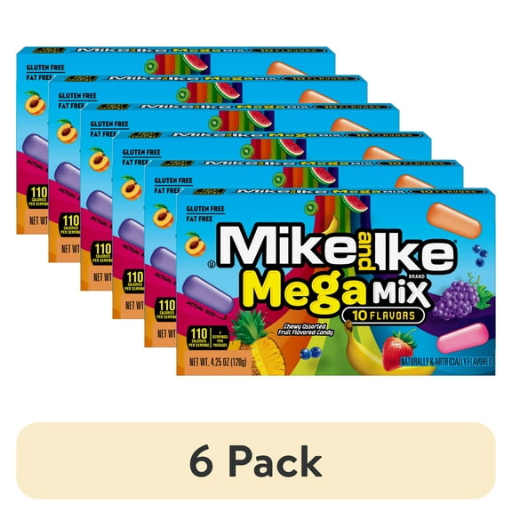 (6 pack) Mike and Ike Mega Mix Chewy Candy, 4.25 Ounce